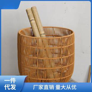 仿藤编脏衣篓衣物箩筐卧室换洗衣服筐洗衣篓圆形浴巾筐篮子娜幽
