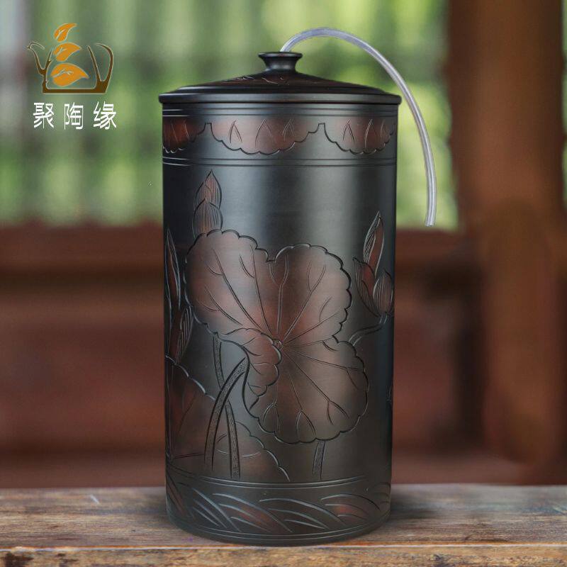 储水桶陶瓷水缸老式家用纯净水桶蓄水养水大容量茶道泡茶抽水款D&