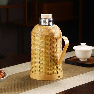 ?家用竹编热水瓶老式暖壶复古保温壶竹子外壳暖水壶开水瓶玻璃内