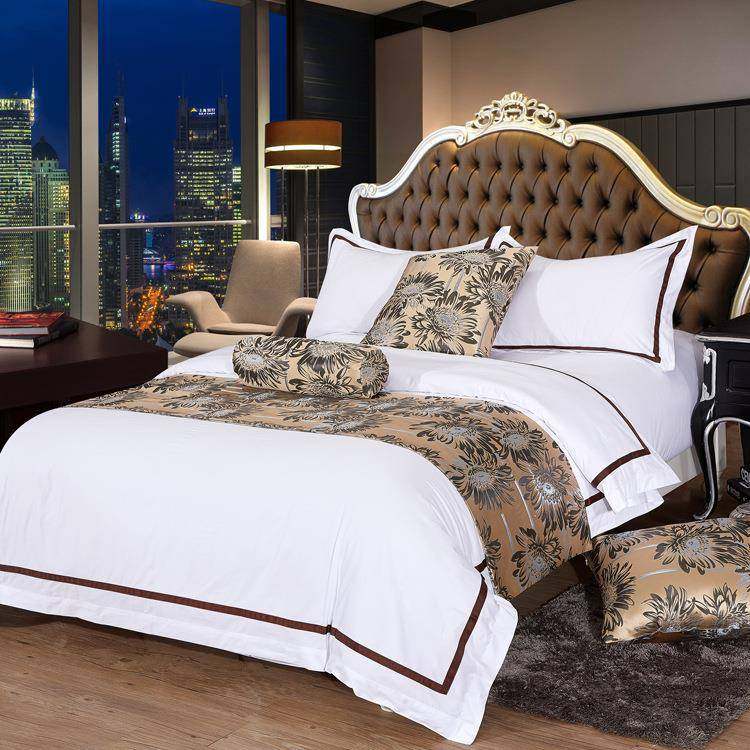 酒店套件纯棉60支高支高密贡缎布草宾馆全棉床垫白色床单四件套,床上用品,酒店床品套件,淘宝优惠券,粉丝福利购,淘宝优惠卷