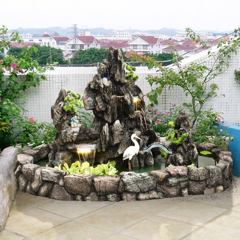 大型假山流水喷泉摆件花园庭院别墅酒店阳台户外山水鱼池景观造景