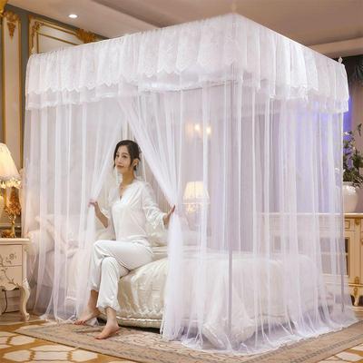 蚊帐粗支架加密防蚊虫三开门1.5家用1.8新款文帐单双人耐用1.2厂