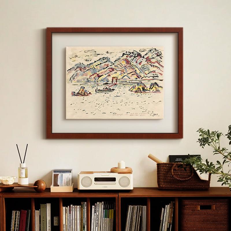 《水彩景韵》水彩风景法式复古客厅装饰画中古风立体装裱玄关挂画