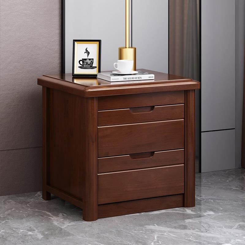 胡桃木全实木床头柜现代中式卧室小型床边收纳储物柜经济型家用