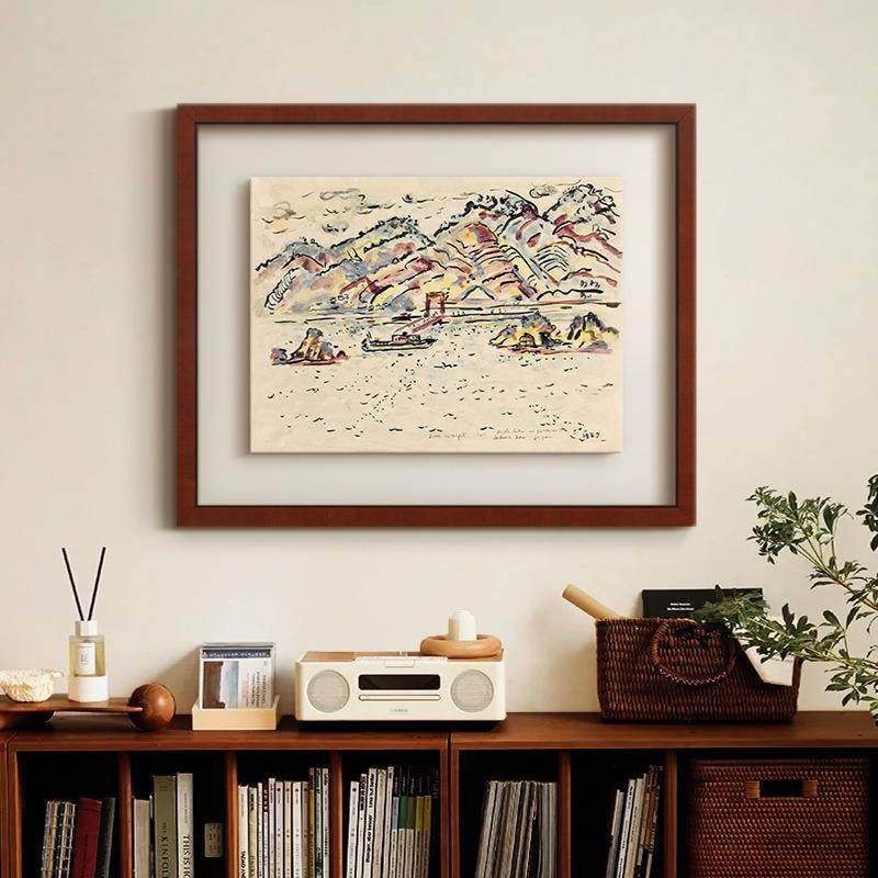 《水彩景韵》水彩风景法式复古客厅装饰画中古风立体装裱玄关挂画