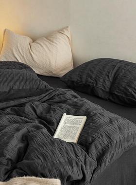 花诧寂风_黑色中性男士灰色全四件套软CIS-1550提棉柔四季款纯棉