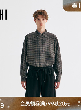 USHI悠时轻盈商务休闲简约舒适宽松都市通勤上衣通勤长袖衬衫男
