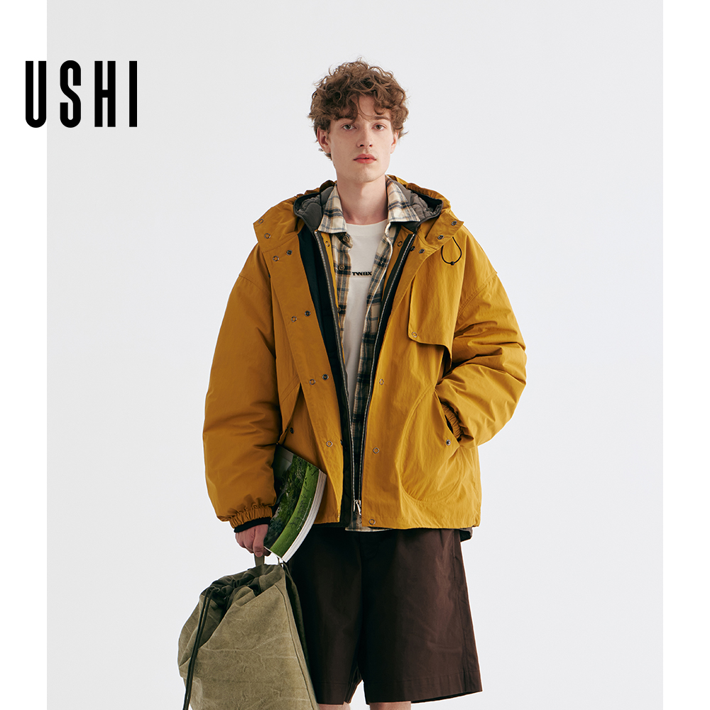 USHI悠时连帽男款羽绒服