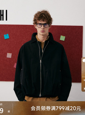 USHI悠时 复古做旧潮流时尚日常休闲阔形梭织茄克2026年春季男装