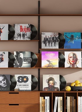 仿古黑胶音乐唱片摆件客厅酒吧咖啡厅现代极简样板房别Y墅壁龛装