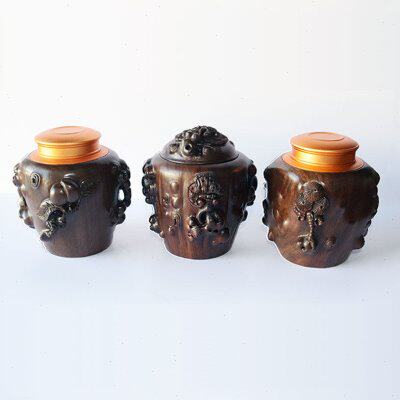 非洲老黑檀茶叶罐高档收纳罐实木茶叶筒红木存茶罐储物罐茶具配件