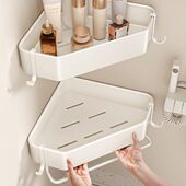 奶白卫生间置物架浴室转角架子免打孔壁挂厕所洗手间洗漱台收纳架