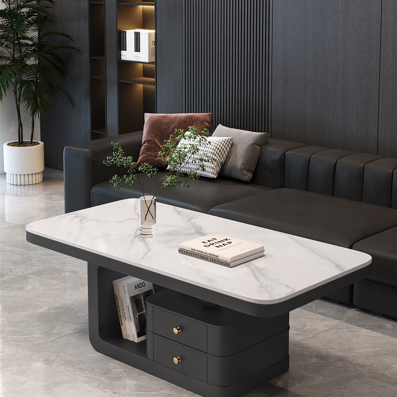 奶油风客厅茶f几小户型家用轻奢现代简约艺术感岩板茶几桌2025新