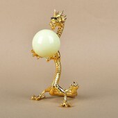 龙年摆件桌面家居装 饰品金属中国龙工艺品金黑龙夜光球水晶球底座