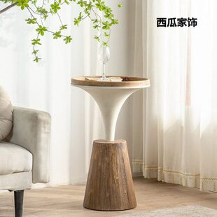 侘寂风民宿阳台客厅卧室茶几小桌子复古做旧沙发边几家用木咖啡桌