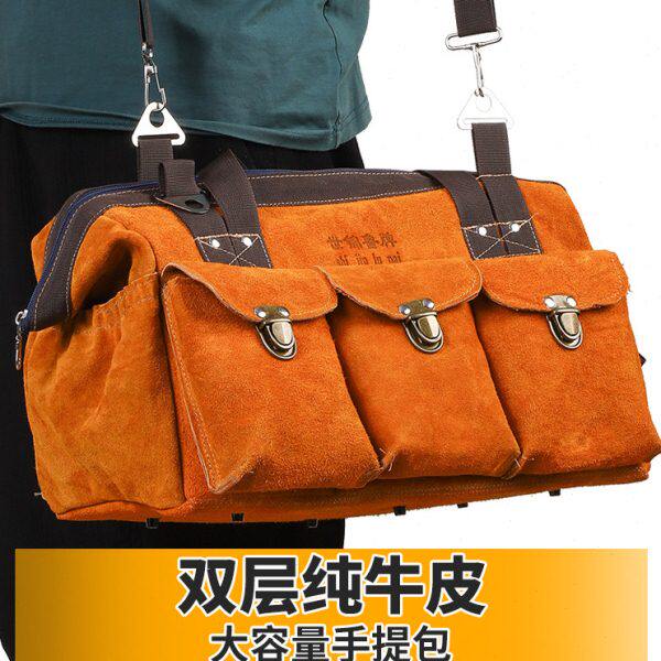 牛皮多功能手提工具包耐磨耐用电工专用加厚木工工具袋维修收纳包