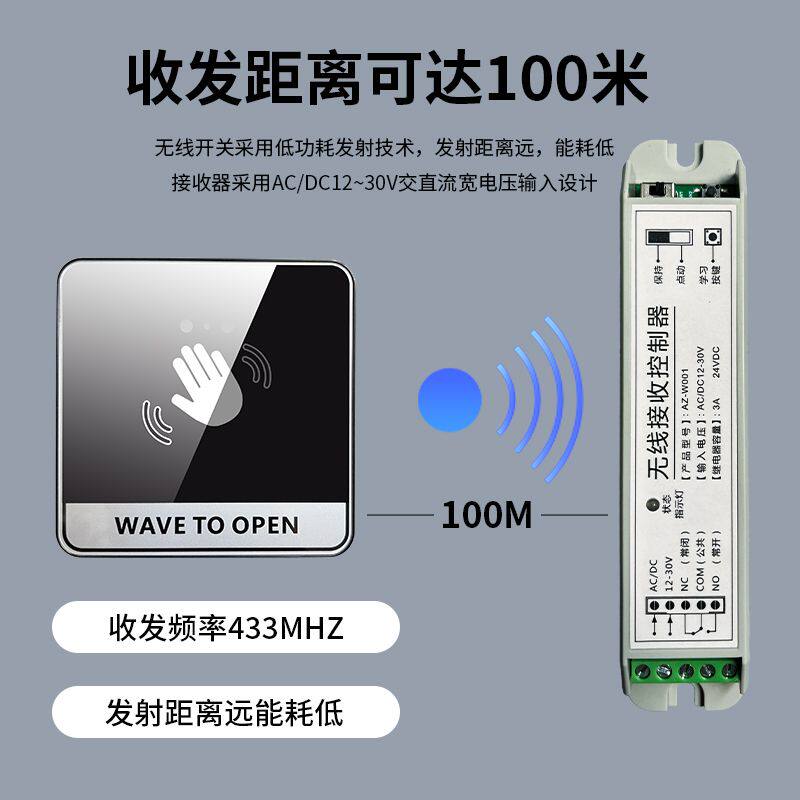 自动门无线触摸开关感应电动门免布线出门禁办公室按钮遥控面板