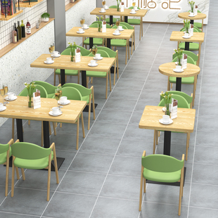 奶茶店桌椅组合网红快餐面馆小吃汉E堡餐饮家具咖啡厅双人卡座沙