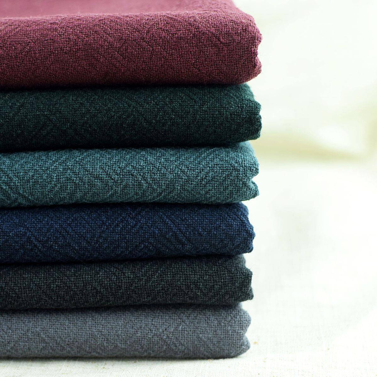 热销理平纹素色棉麻布料470g肌褶皱亚麻YDF棉布族服装民麻布面料