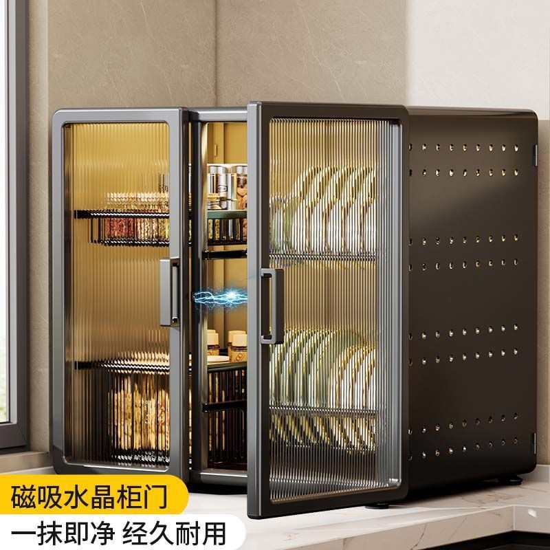 碗碟收纳架双层家用餐具沥水碗筷防尘收纳盒多功能厨房置物架碗柜