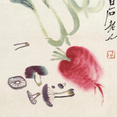 齐白饰石艺术微喷家客厅书居房装画条花鸟齐白石-草虫名幅人字画