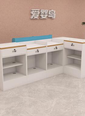 母17-灰色婴店收银便台转小型超市角利店收银柜台简约现代零食店