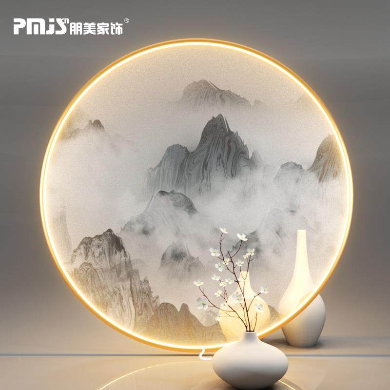 6N透半明丝绢灯画新中式9山水画进门玄壁Fh($%p#g画圆关形装饰画,家居饰品,现代装饰画,淘宝优惠券,粉丝福利购,淘宝优惠卷