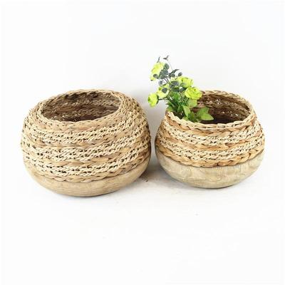 厂家销售工专编业手工织原木艺花瓶花装盆花CF19305桶田园温馨民