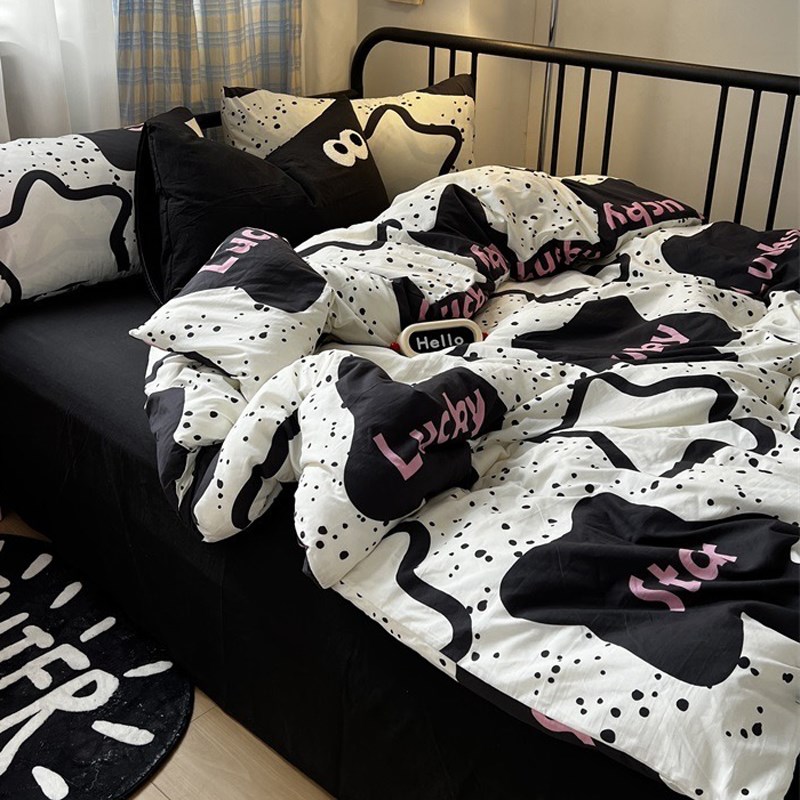 四件套简约床单被套床上用品水洗棉学生宿舍单P双人四季通用三件