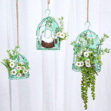 北欧轻奢花篮阳台花园空中悬挂小装饰铁艺吊篮庭院幼儿园挂件吊饰,家居饰品,户外/庭院摆件,淘宝优惠券,粉丝福利购,淘宝优惠卷