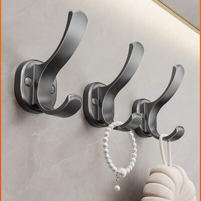 卡贝浴室免打孔挂钩强力粘胶卫生间门后太空铝挂衣钩墙上无痕钩子