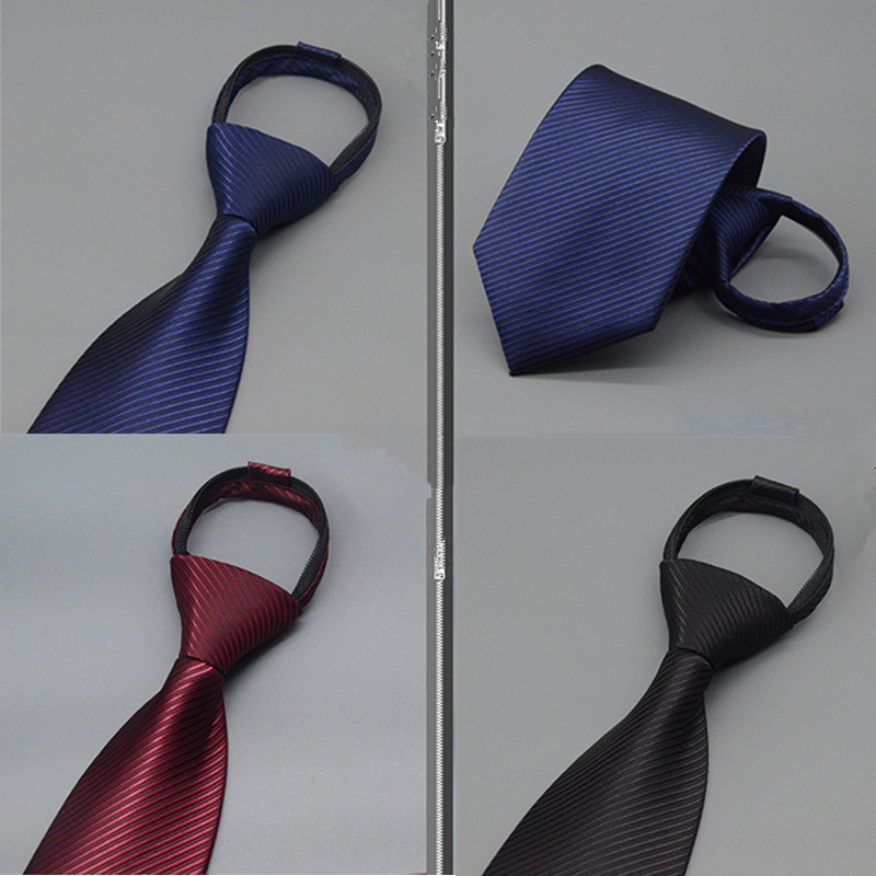 男士宽版商务传统简单上班职业免打E结拉链领带新郎伴郎结婚领带
