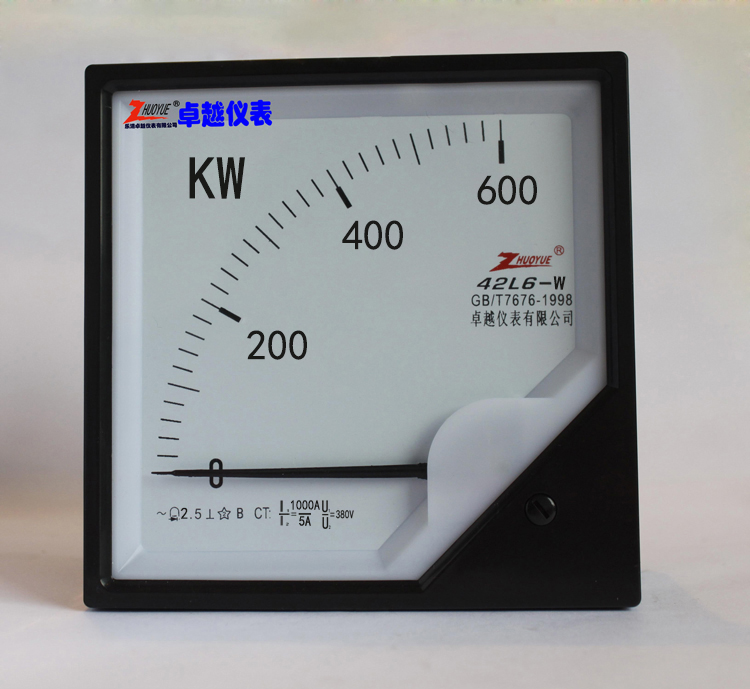 指针式方形三相有功功率测o量仪表42L6-W 600KW(380V 1000/5A)