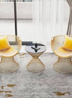 网红奶单人发椅设计师简约轻ZQV奢现代洽谈油阳台沙闲桌椅休三件套