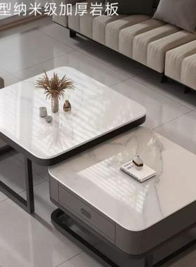 方形红岩轻板茶几客厅家小户型现代简约用奢网玻璃茶几电CSE视柜