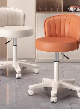 鈱1网红化妆椅女生S室梳妆台卧凳子轻奶油风旋转PDV奢化妆凳靠背