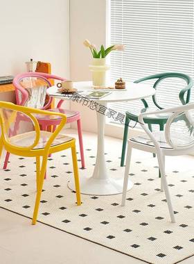 餐椅家塑用加厚背料透明椅43686子现代靠简约闲椅休餐厅餐桌椅备