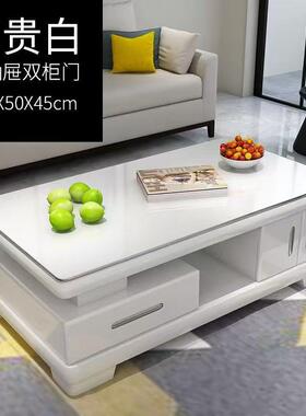 现代约钢琴烤漆简茶几组桌钢化玻璃面家用客小NGF厅户型茶几电视
