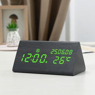复古闹木电质闹钟LED静音子客钟创意床头钟厅OXV座钟摆件夜光时钟