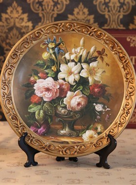 欧式家居装饰办公室观赏盘u北欧风格客厅书房招财陶瓷看盘桌面摆