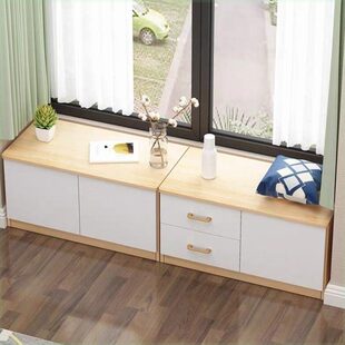 实木阳台储物柜飘窗柜可坐长条柜卧室榻榻米窗台地柜矮柜置物定做