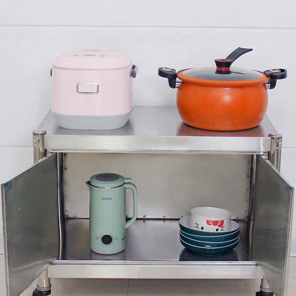 可移动不锈钢带柜门置物架微波炉烤箱架双层台面储物架落,厨房/烹饪用具,微波炉置物架,淘宝优惠券,粉丝福利购,淘宝优惠卷