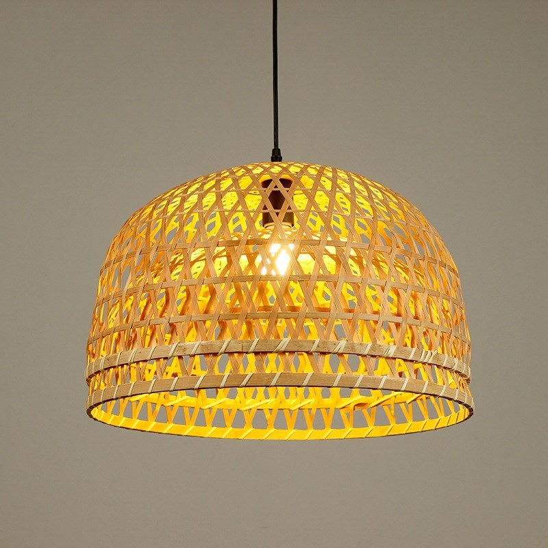现代北欧餐厅吊灯禅意简约竹编灯东南亚I会所民宿装饰藤艺灯手工