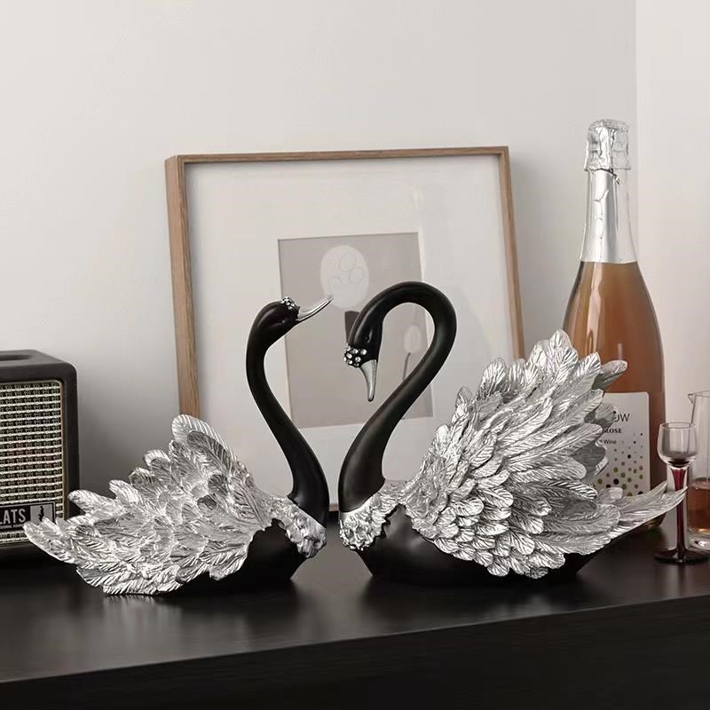 (大号)轻奢客j厅情侣天鹅摆件高级感家居酒柜电视柜装饰品
