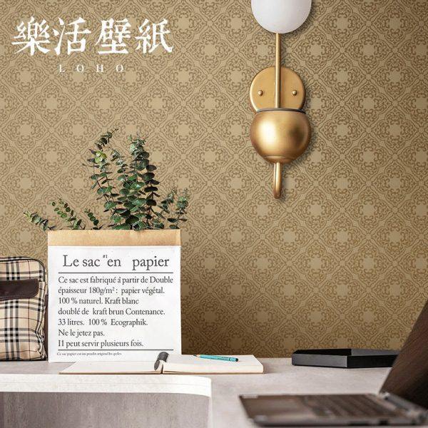 北欧风格进口纯纸墙纸现货菱形格子中式客厅卧室背景墙壁纸中国风