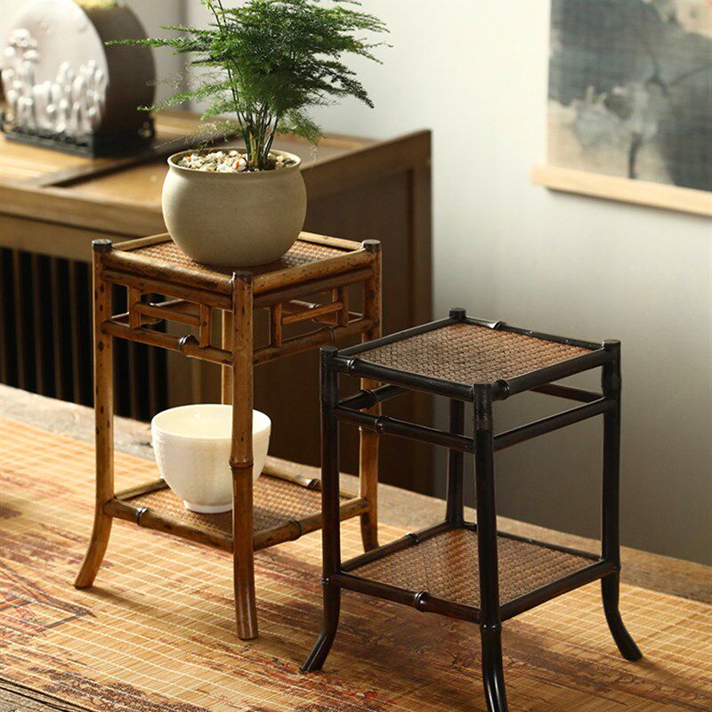 紫竹兰花架d花几菖蒲花台禅意茶室茶棚中式迷你多肉植物室内花架