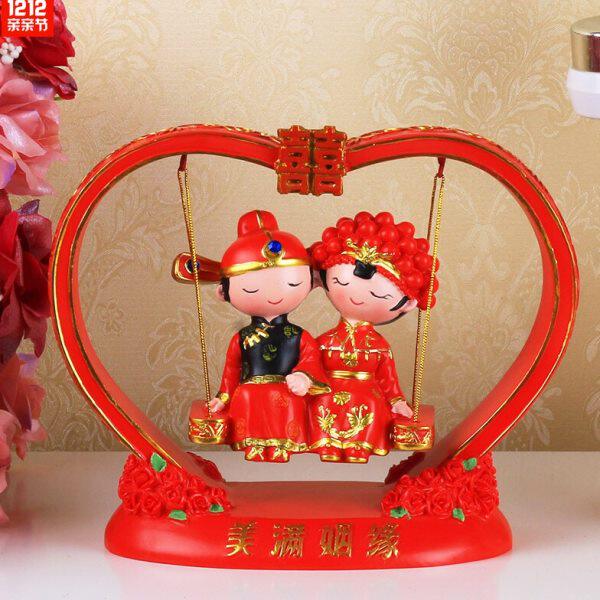 爱之秋千创意家居结婚娃娃摆件婚房压床礼物一对树脂人物情侣公仔