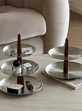 多层铁艺托盘首饰小杂物收纳盘钥匙收纳I玄关摆件桌面置物架装饰