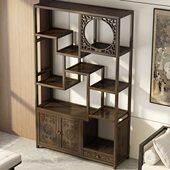 多宝阁茶叶架展示柜摆件柜茶室茶具置物 博古架实木新中式 新疆 包邮