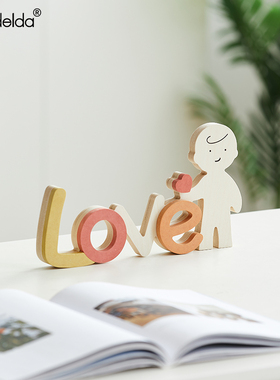 mandeldha卡通男女情侣款奶油风摆件客厅玄关桌面电视柜家居装饰